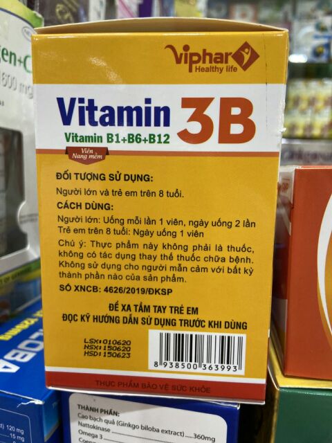 Viên bổ sung Vitamin 3B B1-B6-B12 Viphar (hộp 100 viên)