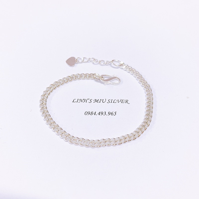 Lắc tay bạc ta cho bé kiểu dây đơn LINH MIU SILVER