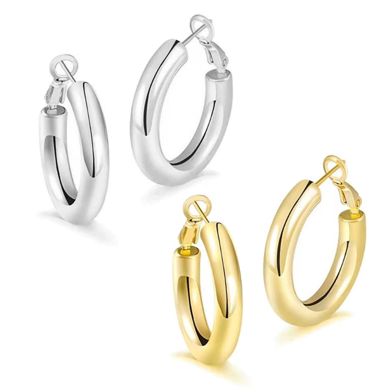 Bông Tai Nữ Dạng Tròn Mạ Vàng Dày 30mm