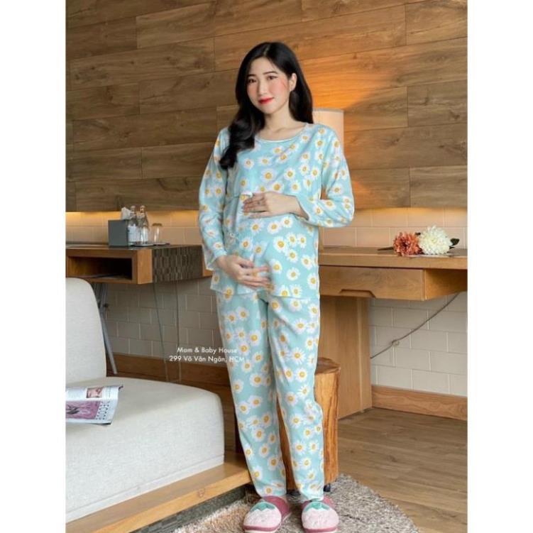( Big size)Bộ đồ mặc bầu và sau sinh lanh lụa lật ngực cho con bú tiện lợi