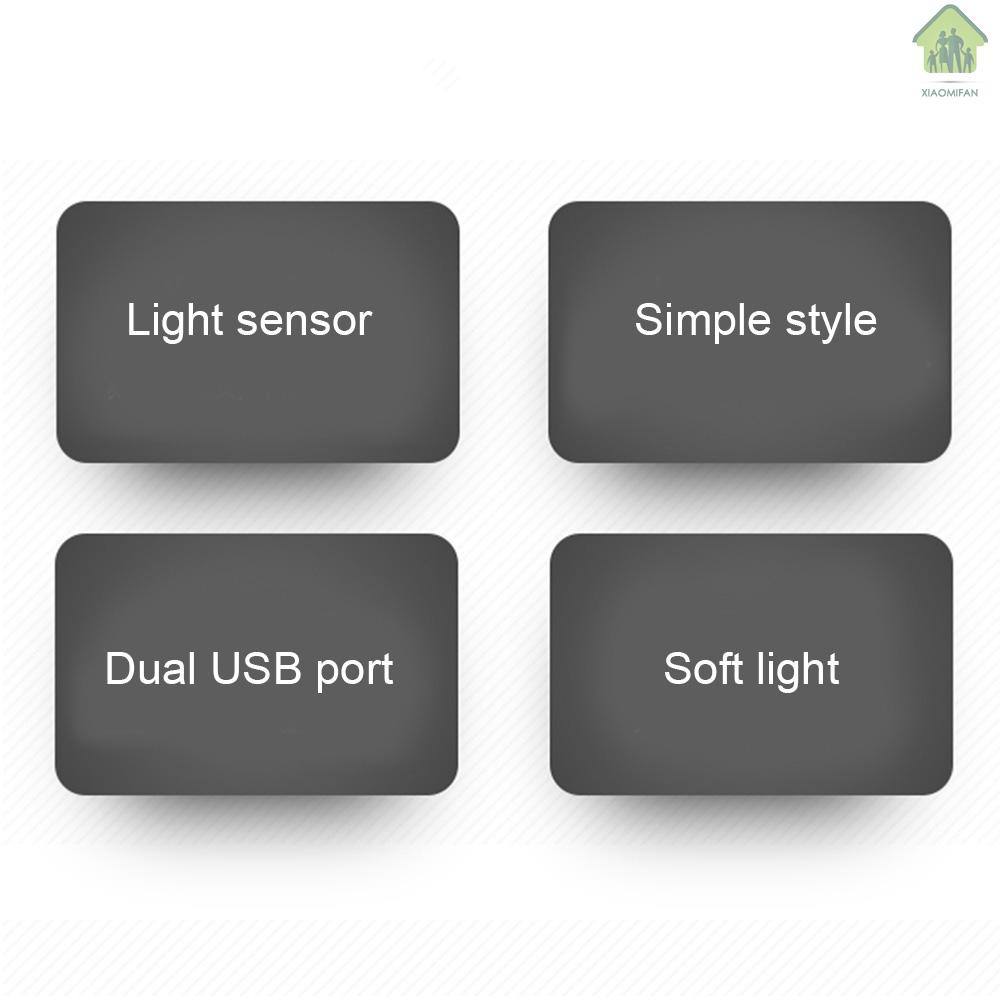 Củ cắm tường cổng USB kép có đèn LED cảm biến thiết kế gọn nhẹ