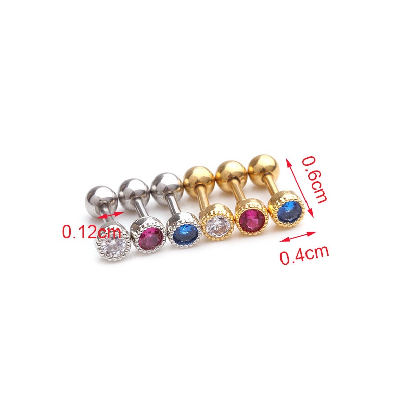 Khuyên tai đính đá zircon đơn giản thời trang tùy chọn màu sắc