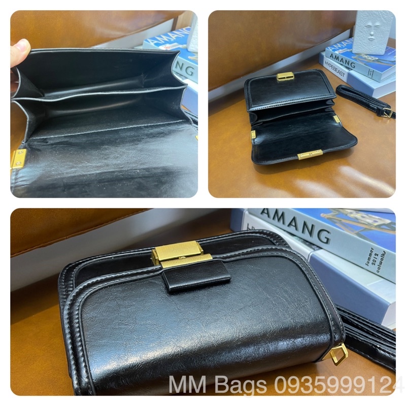 Túi đeo chéo nữ CNK VINTAGE nắp sọc phím đàn da xịn đẹp