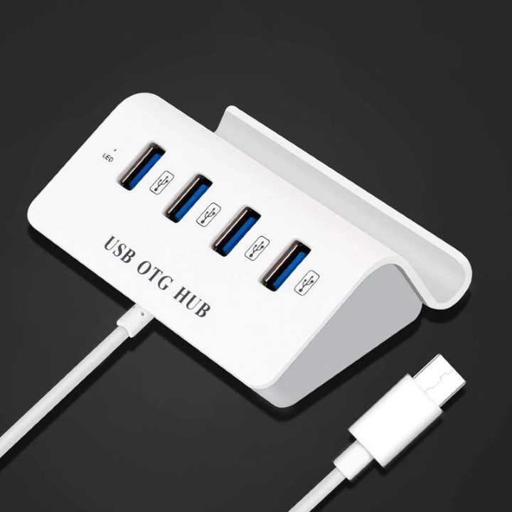 HUB USB OTG CHIA 4 CỔNG ĐẦU USB TYPE C KÈM GIÁ ĐỠ ĐIỆN THOẠI