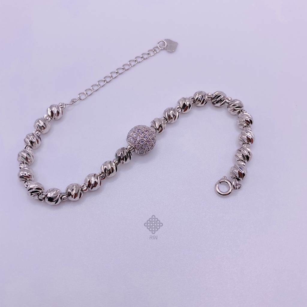 Lắc bi, Dây bi, Phụ kiện trang sức, Vòng tay, Lắc tay, Trang sức nữ xi bạch kim đính đá CZ mã LBT03