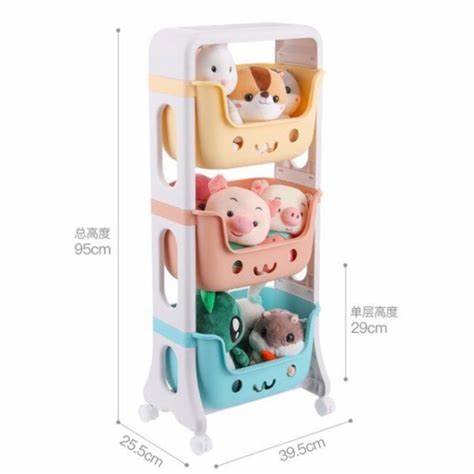 Kệ 3 tầng hình gấu có bánh xe đa năng đựng đồ chơi kệ sách cho bé 5576