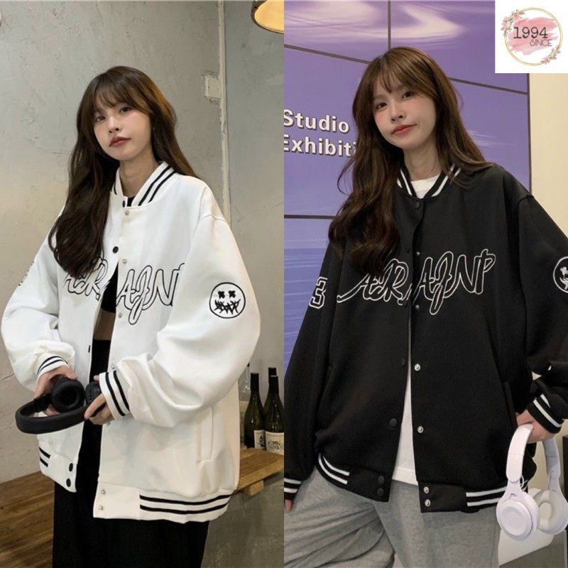 Áo bomber nam nữ unisex ,áo khoác nỉ tàn phối trắng, dày đẹp mềm mịn form rộng phong cách hàn quốc Freesize