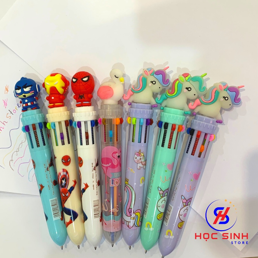 Bút Bi 10 Ngòi Dễ Thương 0.5mm [ Giao Mẫu Ngẫu Nhiên Cho Bé Trai Và Gái]