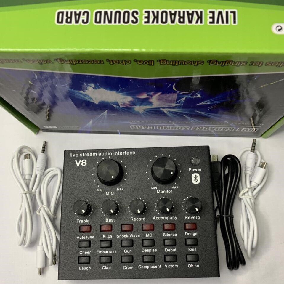 [FULL BOX] Mẫu soundcard V8 + Micro Thu Âm BM900 hát karaoke, livestream fb bigo tiktok , thu âm chuyên nghiệp - giá rẻ