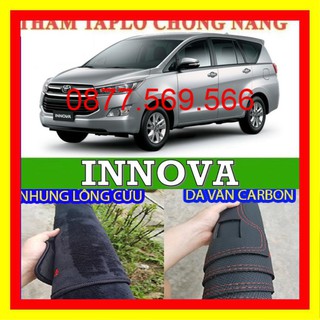 Thảm taplo toyota innova -2017-2018-2019-2020-2021-da vân carbon-nhung lông cừu