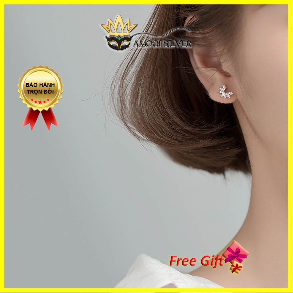 Bông tai bạc S925 hoa 7 cánh chui vặn - Amooi Silver AB165