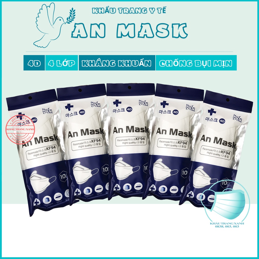 [ 50 Chiếc ] Khẩu trang 4 Lớp KF94 AN MASK Chống Bụi Mịn Và Kháng Khuẩn Hàng Cao Cấp Sản Xuất Theo Tiêu Chuẩn Hàn Quốc