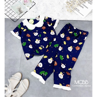 MCBB - 8-24 Kg 100% Vải Lụa Bộ Đồ Ngủ Bé Gái Bộ Pijama Cho Bé Gái Tay Ngắn Gấu Thỏ Kitty Pyjama Pizama Quần Áo Trẻ Em Nữ