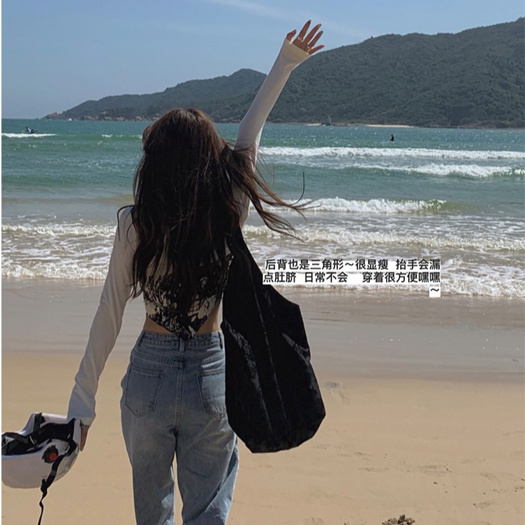 Áo Croptop Tay Dài Hoạ Tiết In Thiết Kế Trễ Vai Quyến Rũ | BigBuy360 - bigbuy360.vn