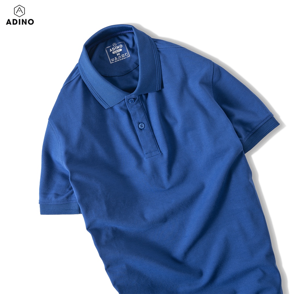 Áo polo nữ ADINO màu xanh đậm phối viền chìm vải cotton co giãn dáng công sở slimfit trẻ trung APN03