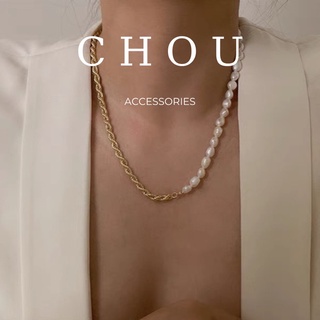 Vòng cổ nữ ngọc phối xích | chou accessories |