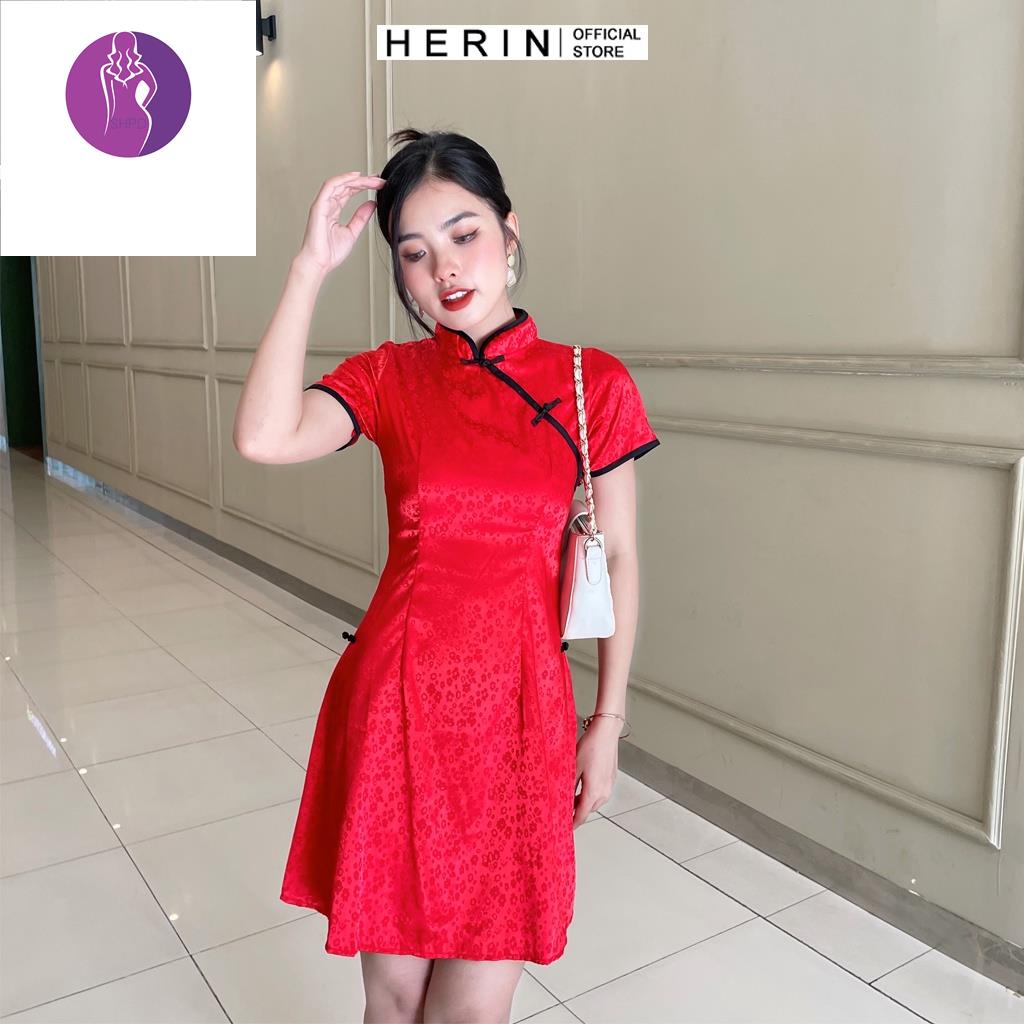 SHPD Đầm sườn xám đầm tết cách tân đỏ trung hoa đỏ siêu hot mùa Tết 2022 chất đẹp như hình [TET HOA]
