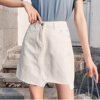 chân váy jean kaki cạp cao, chân váy tua gấu_v5