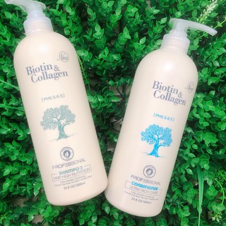 Dầu gội xả siêu mềm mượt, kích thích mọc tóc Biotin & Collagen Yuiluim 1000mlx2 | New 2024
