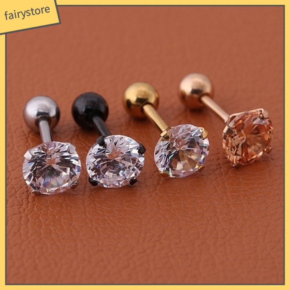 Khuyên tai thép titan đính đá nhân tạo thời trang cho nữ