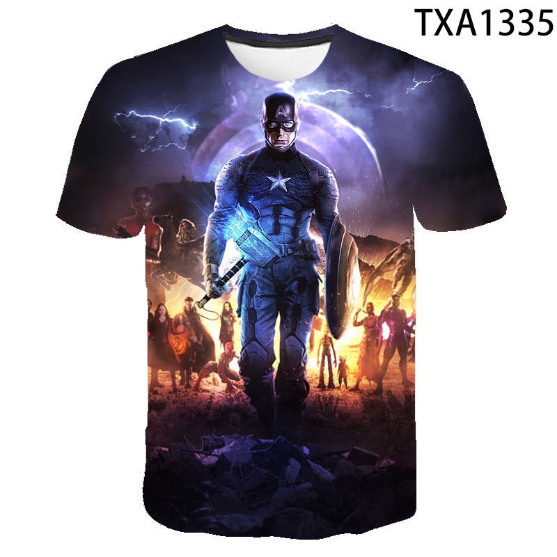 Áo Thun Ngắn Tay In Hình Captain America 3D Thời Trang Mùa Hè 2022 Cho Nữ