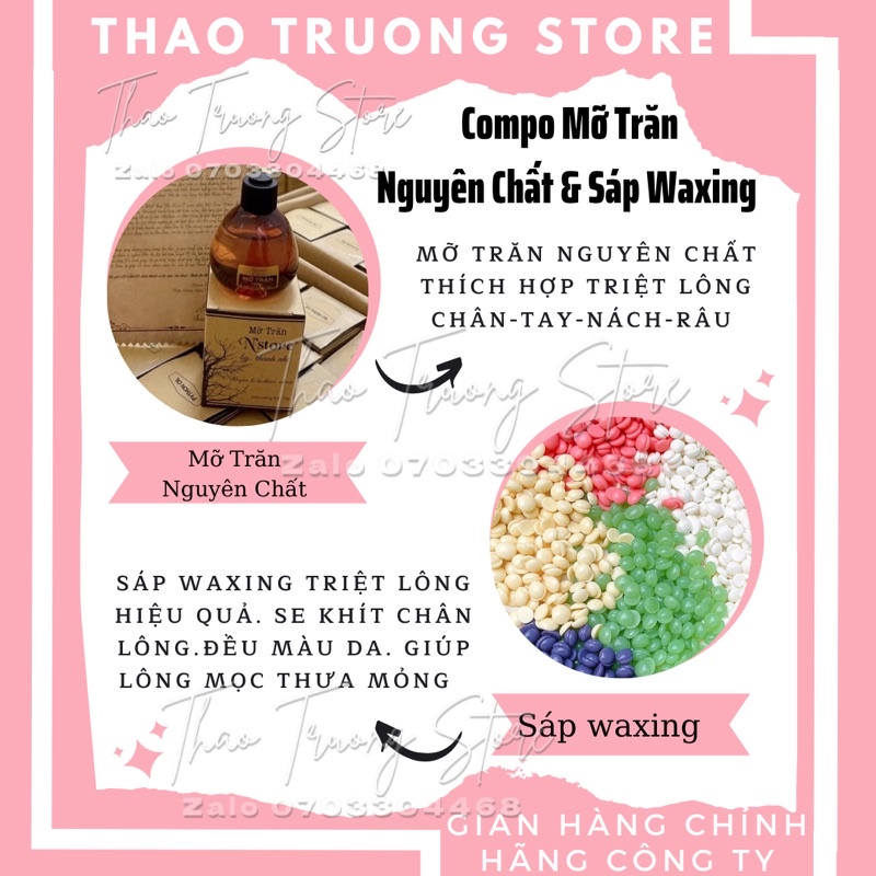 Compo triệt lông 100gam sáp wax lông nóng + mỡ trăn triệt lông tại nhà hiệu quả