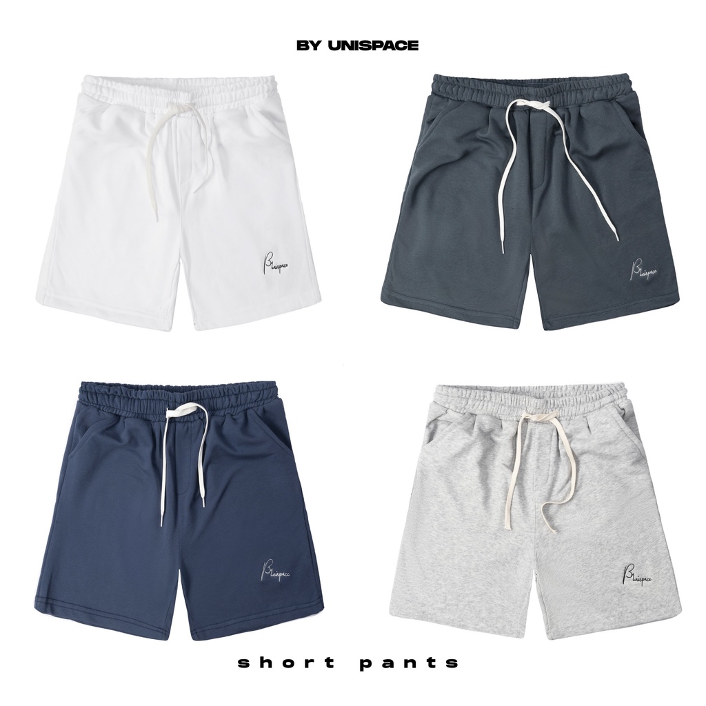 Quần Short Nam By Unispace nỉ ống rộng unisex nam nữ phong cách thể thao streetwear