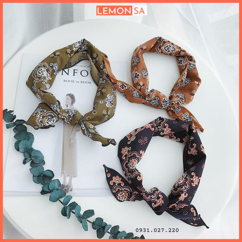 Khăn turban tam giác chiffon họa tiết hoa size 85x33cm