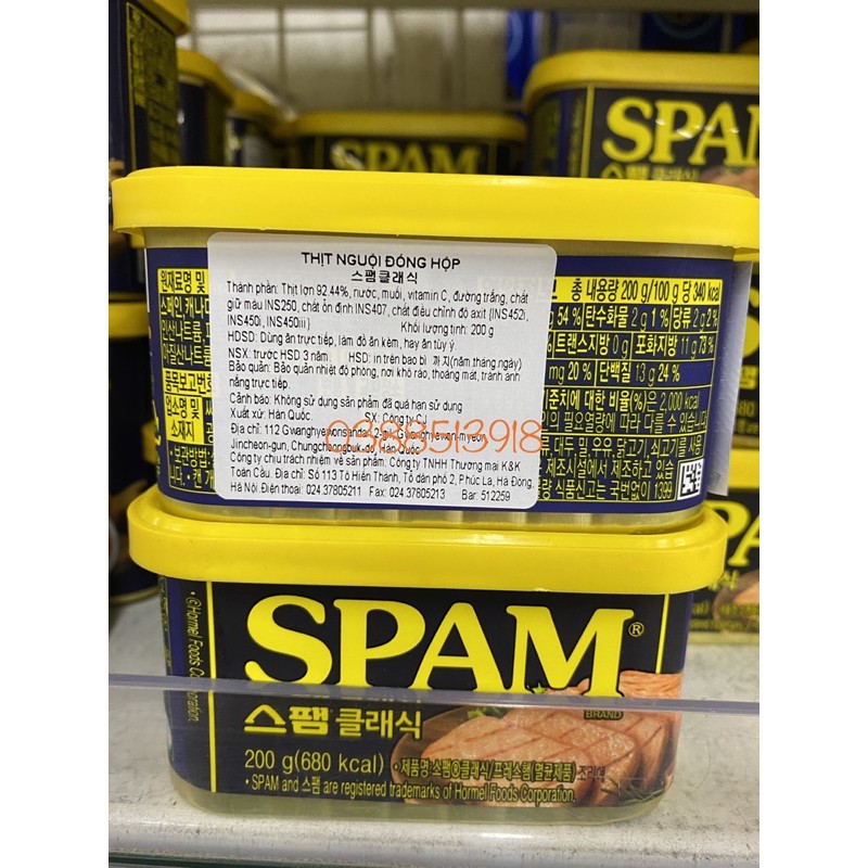 &lt;HOT&gt; Combo 10 hộp thịt hộp Spam CJ 200gr Classic