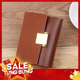 Chuyên Túi Ví - Ví ngắn cầm tay phối da lộn khóa vuông cao cấp VD47 LTT _hàng chuẩn
