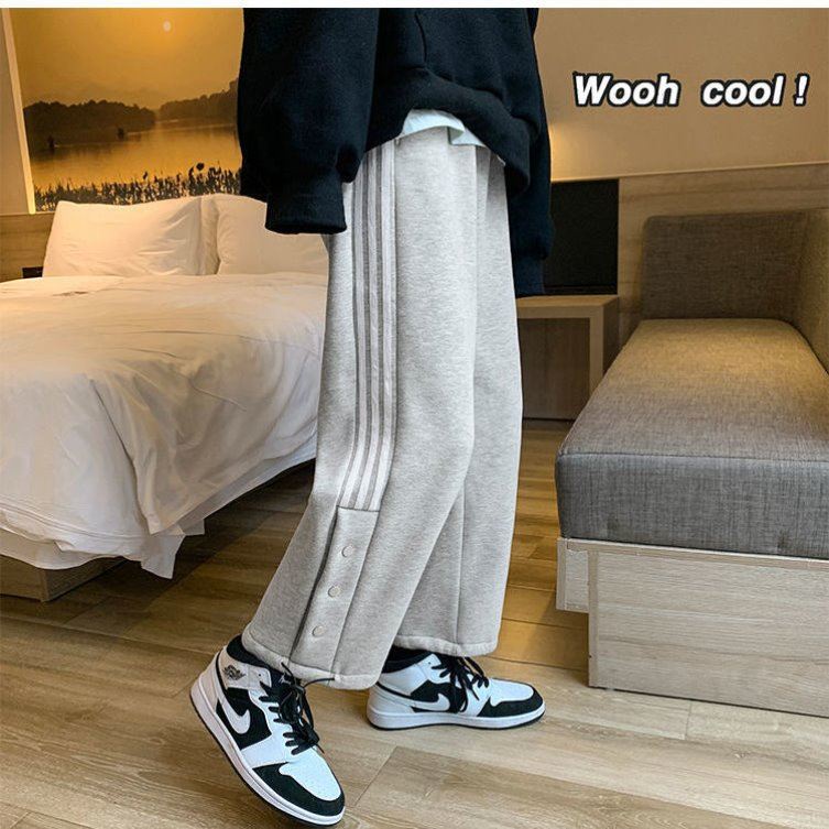 【M-3XL】Quần Dài thể thao dáng rộng ba hàng khuy thoải mái thời trang cho nam