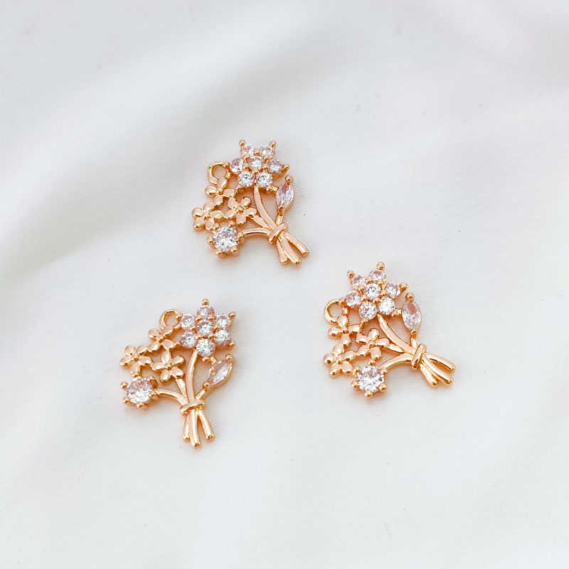 Mặt Dây Chuyền Hình Hoa Sen Đính Đá Zircon 14K Nhiều Màu Sắc DIY