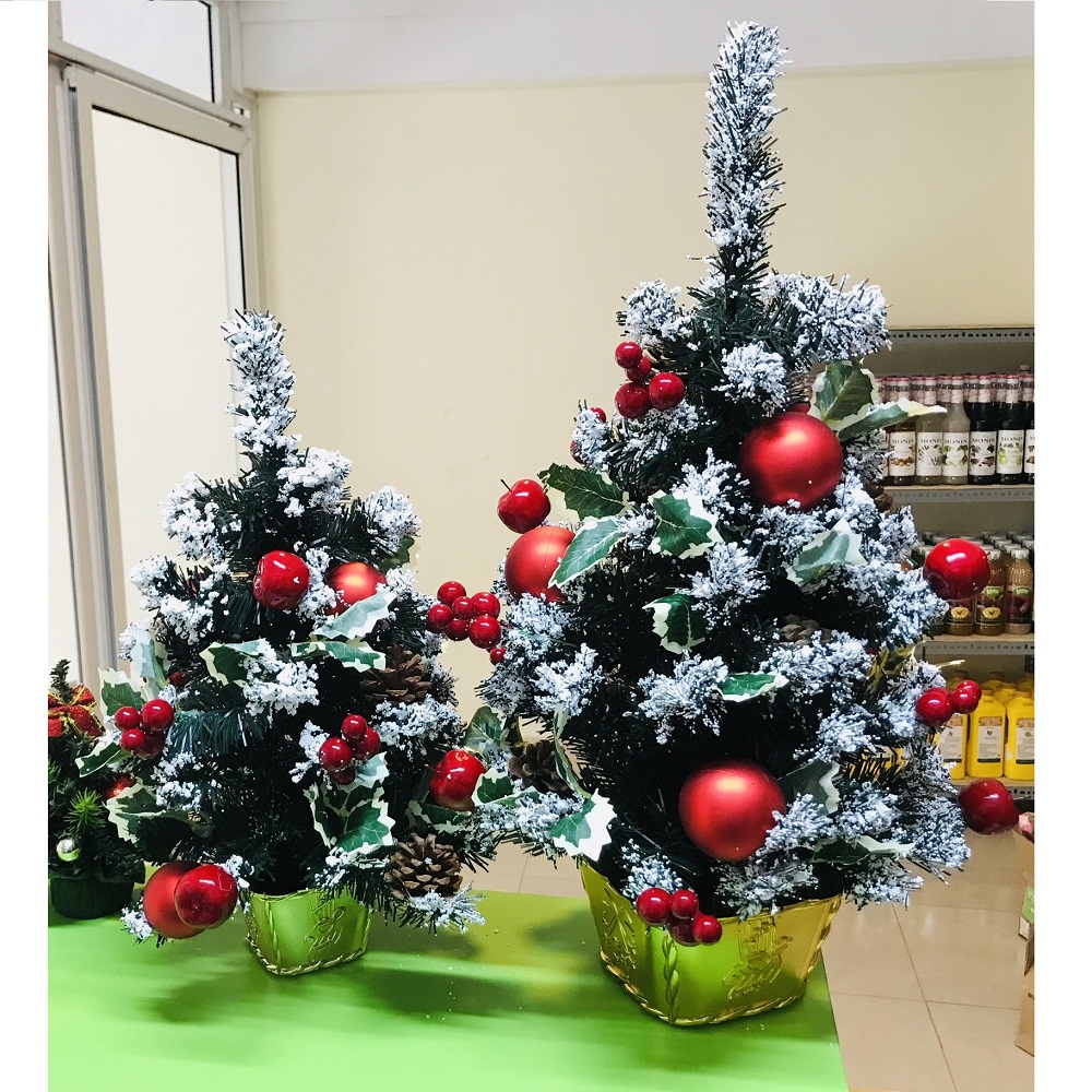 Cây thông mini quả đỏ Noel Nguyên Liệu Pha Chế Sỉ Hà Nội