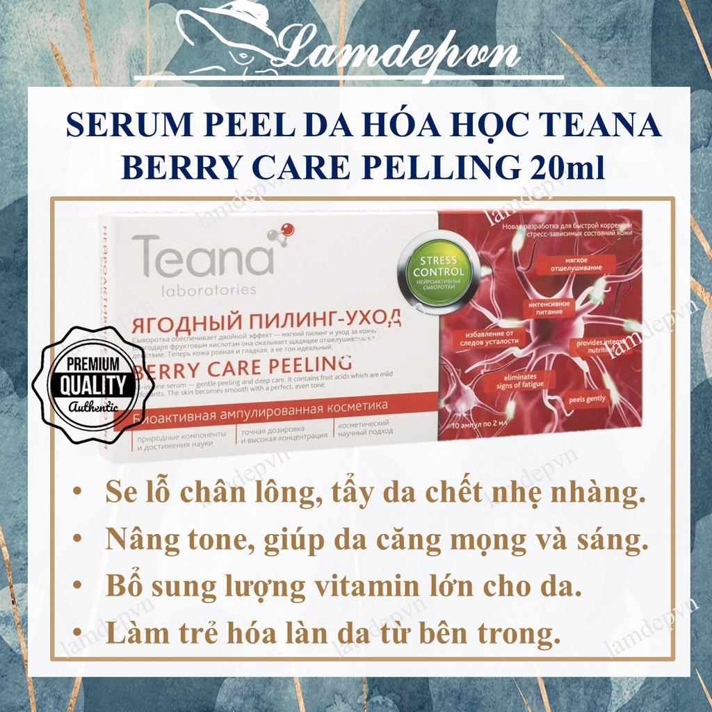 Serum Teana Stress Control Berry Care Peeling tẩy da chết hoá học nhẹ nhàng, làm da bóng mịn, se lỗ chân lông