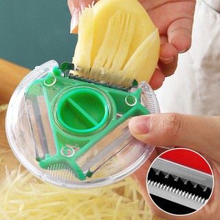 Dụng cụ gọt trái cây và rau củ đa chức năng sáng tạo ba trong một bằng thép không gỉ cho gia đình