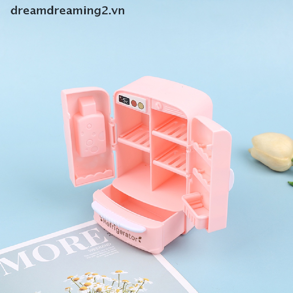 Tủ Lạnh mini Màu Hồng Cho Nhà Búp Bê