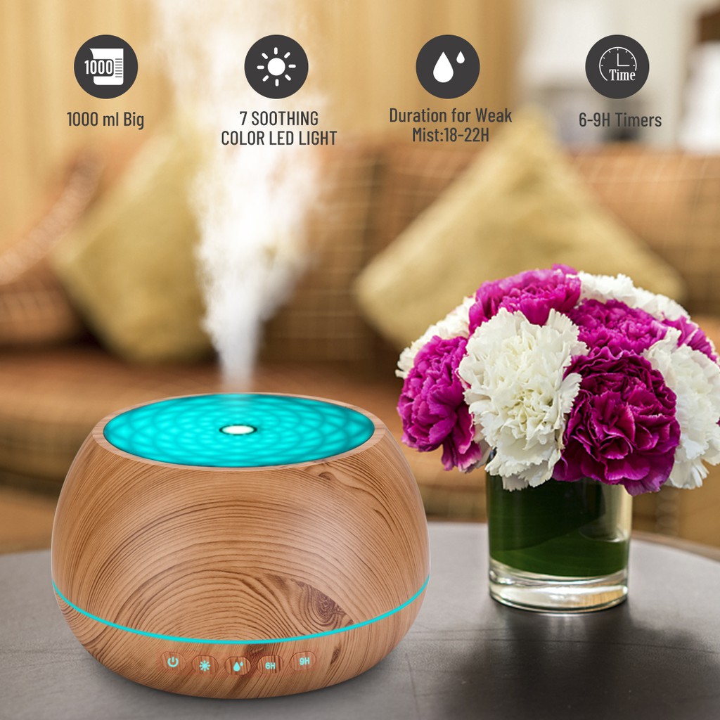 Máy Xông Tinh Dầu MKT2023, Bát Tiên 1000ml, Tặng kèm điều khiển, Tích Hợp Loa Bluetooth, Đèn LED 7 màu