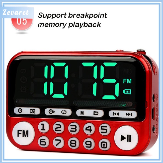 Loa Zevaret Mini Cầm Tay Màn Hình Kỹ Thuật Số Tích Hợp Đài FM USB TF MP3