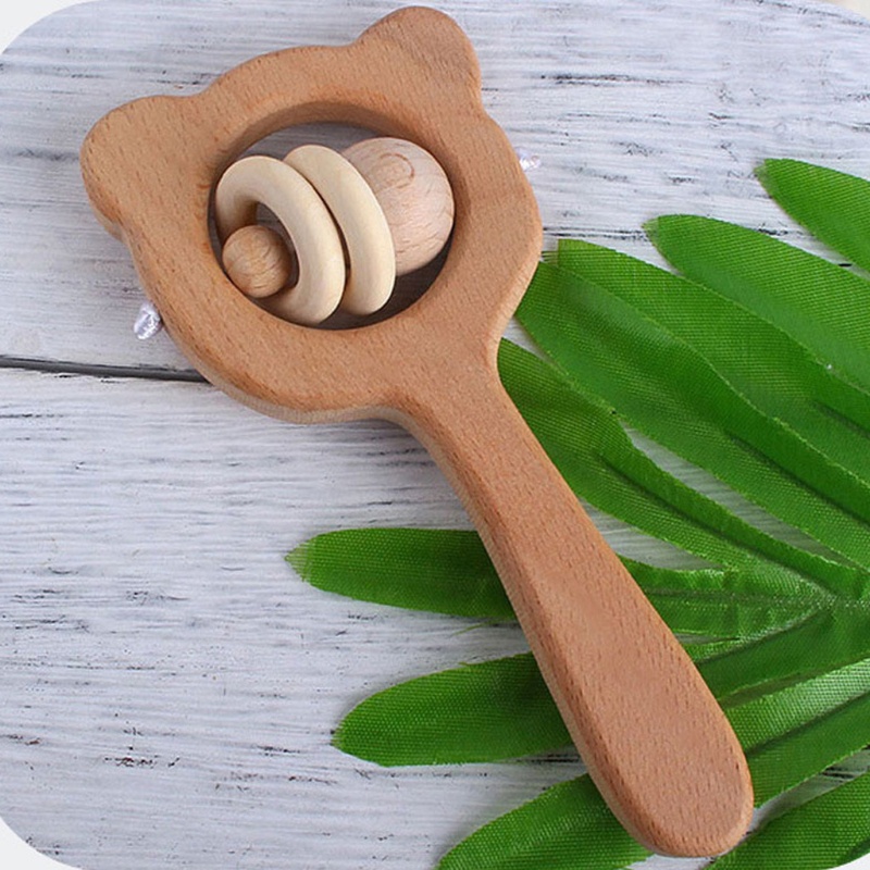 Lục lạc bằng gỗ đồ chơi tập thể dục Montessori giáo dục cho bé đang mọc răng