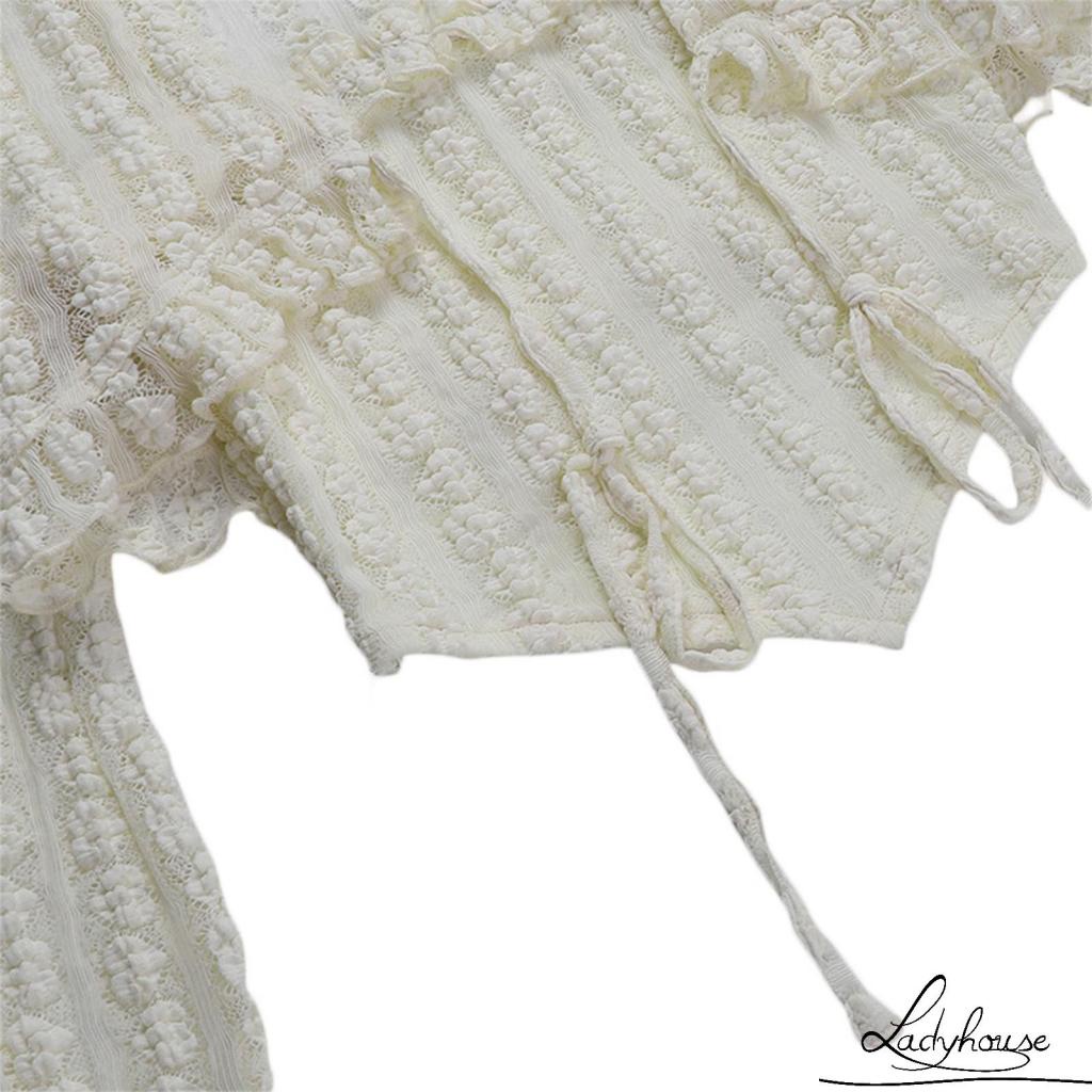 Bộ Áo Croptop Tay Dài Thắt Nơ + Áo Hai Dây Cổ Vuông Màu Trơn Thời Trang Xuân Hè Cho Nữ