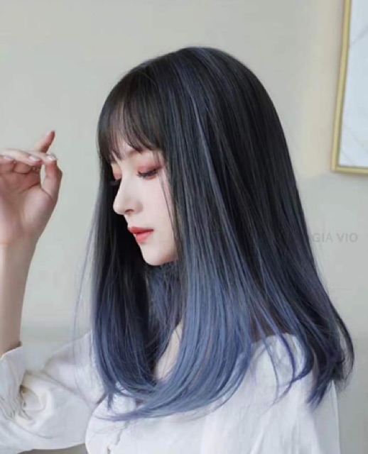 Tóc giả cúp❤️freeship 50k❤️ tóc cúp omber xanh cao cấp- tặng lưới chùm tóc