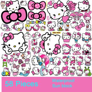 Bộ 58 miếng sticker hình Hello Kitty chuyên dùng trang trí xe