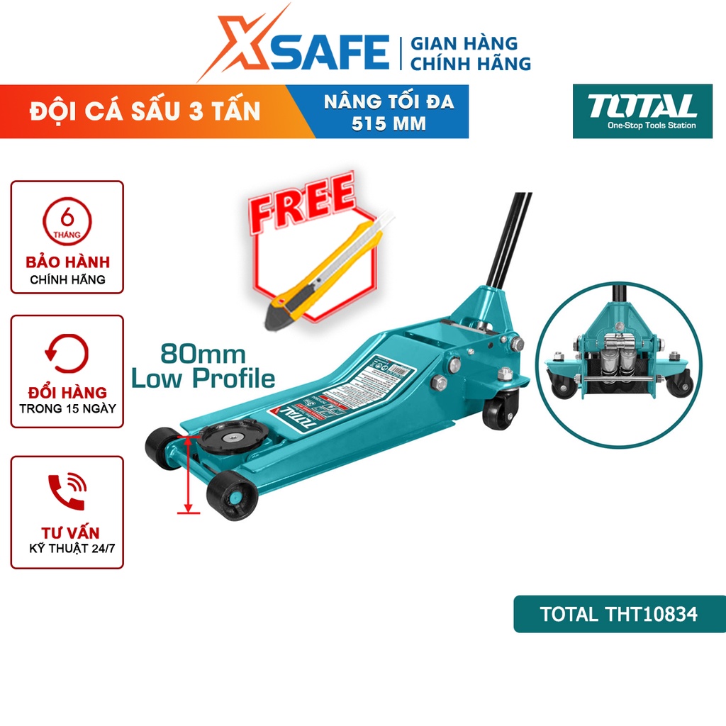 Đội cá sấu 3 tấn TOTAL THT10834 nâng tối thiểu 85mm, tối đa 515mm dùng trong sửa chữa, làm lốp xe ô tô - chính hãng