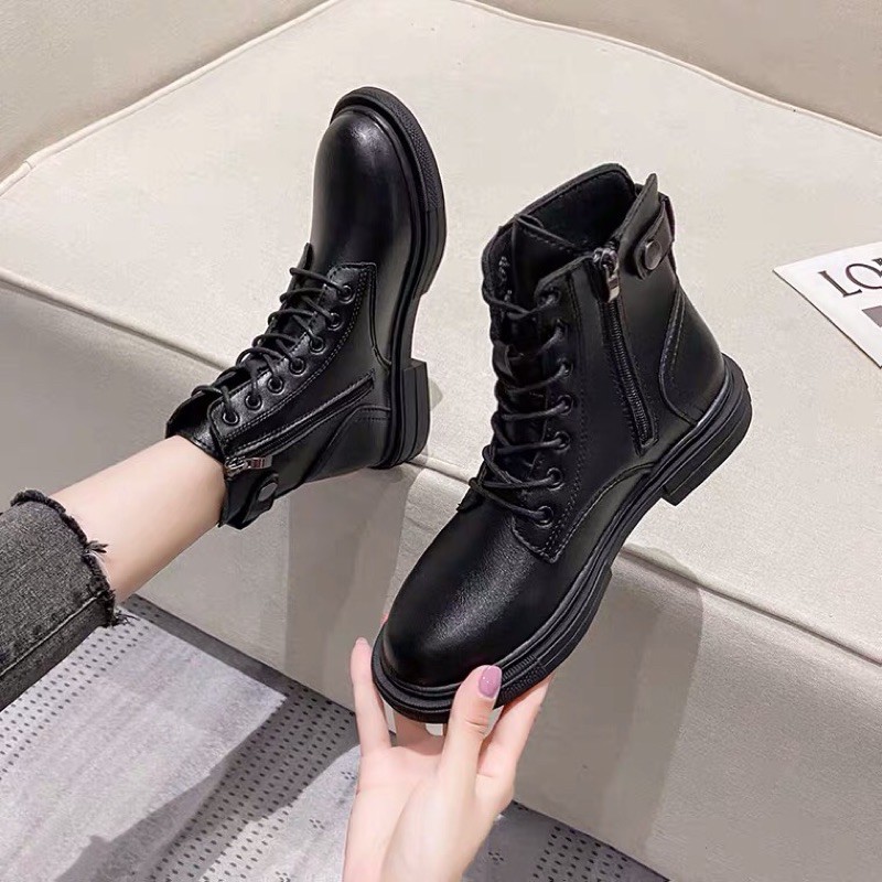 Bốt Nữ Chiến Binh Boots Ulzzang Có Khoá Sườn Phong Cách Hàn Quốc GB03