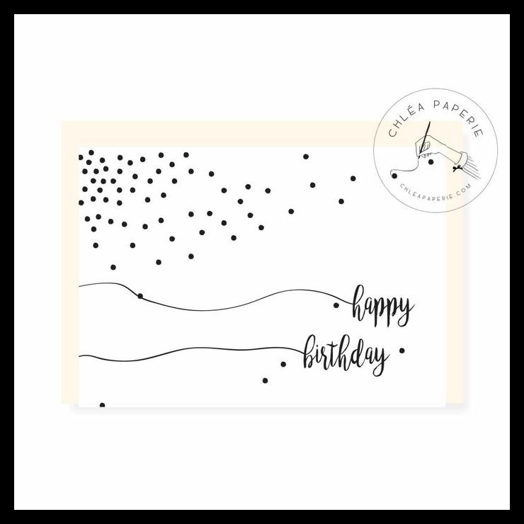 Greeting Card / Birthday / Birthday Confetti Black / Birthday Card Thẻ