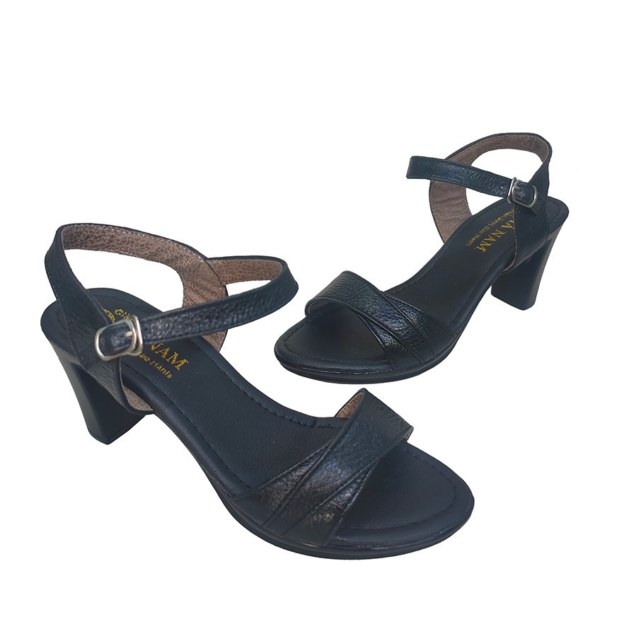 Giày Sandal nữ cao gót 7cm TiTi ĐÔ thời trang da bò thật cao cấp DNU2129b