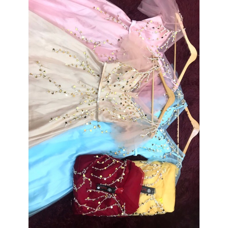 Đầm maxi dạ hội tay loe kèm ảnh thật