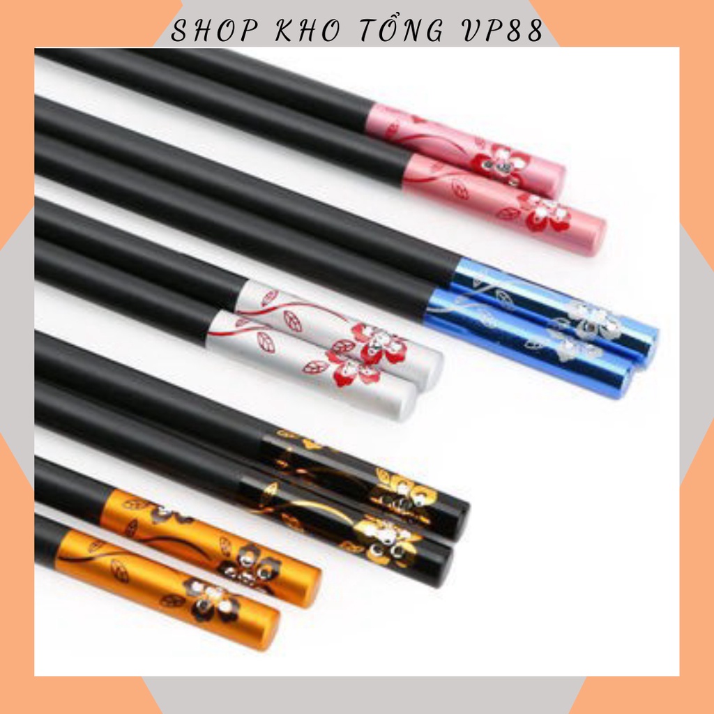 Đũa hợp kim khảm hoa cao cấp chống trơn không mốc không cong vênh ( HỘP 10 ĐÔI )88195 SHOP KHO TỔNG VP88