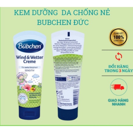 Kem dưỡng da chống nẻ dưỡng ẩm toàn thân buchen wind & wetter Creme 75ml chính hãng đức dành cho trẻ em trẻ sơ sinh