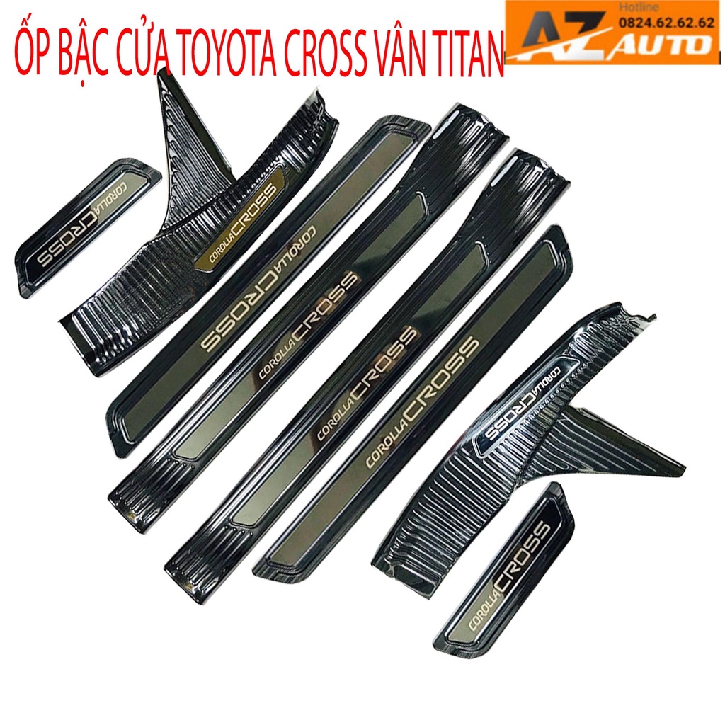 Ốp bậc cửa, Nẹp bước chân trong, ngoài Toyota Corolla Cross 2020-2021, Mẫu Titan